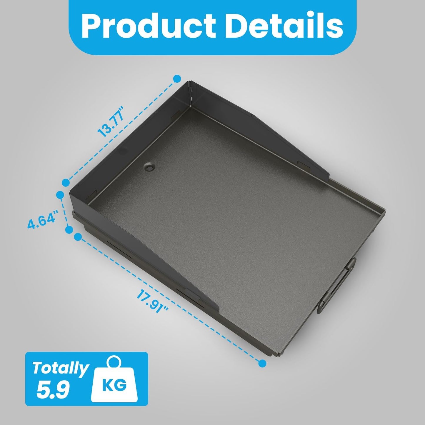 17.92" x 13.77” Flat Top Griddle for Outdoor Cooking – Durable Cast Iron Griddle for Stovetops – Premium Heavy Duty Stovetop Griddle Plate for BBQ Gas Grill - Black