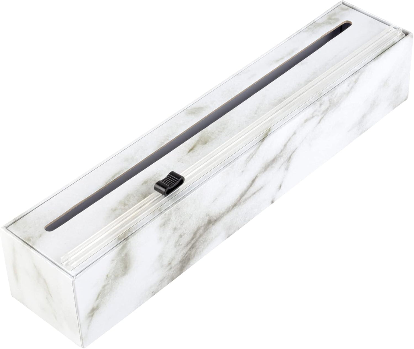 Chicwrap Carrara Marble Refillable Plastic Wrap Dispenser - One 12" x 250' Roll of Professional Grade Plastic Wrap - BPA Free and Kosher Certified - Reusable Dispenser w/Slide Cutter