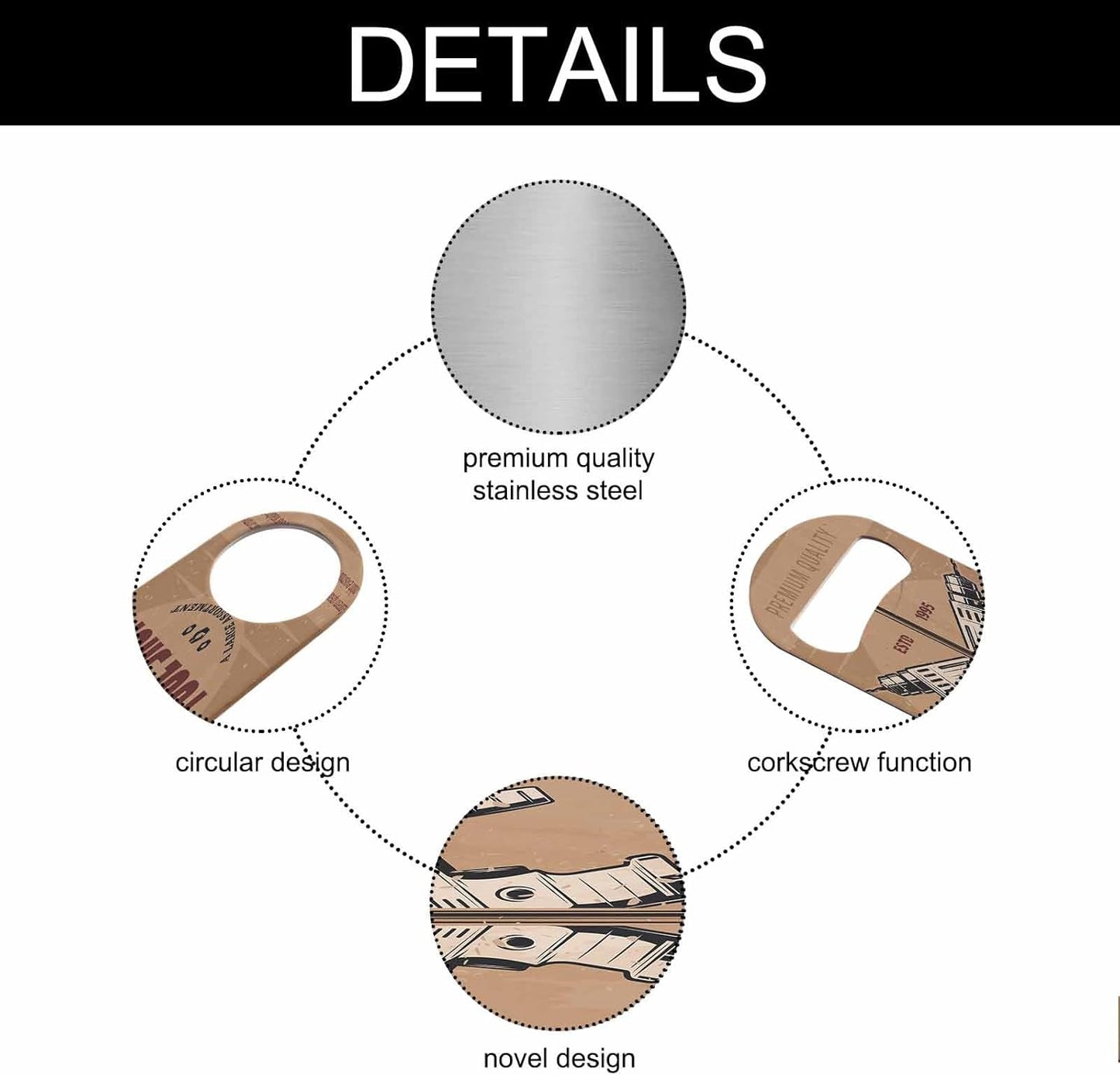 Tool Shop Stainless Steel Bottle Opener Carpentry Electric Drill and Hammer Brown Retro Poster Flat Beer Bottle Opener Keychain for Home Kitchen Bar Restaurant Party Birthday Gift