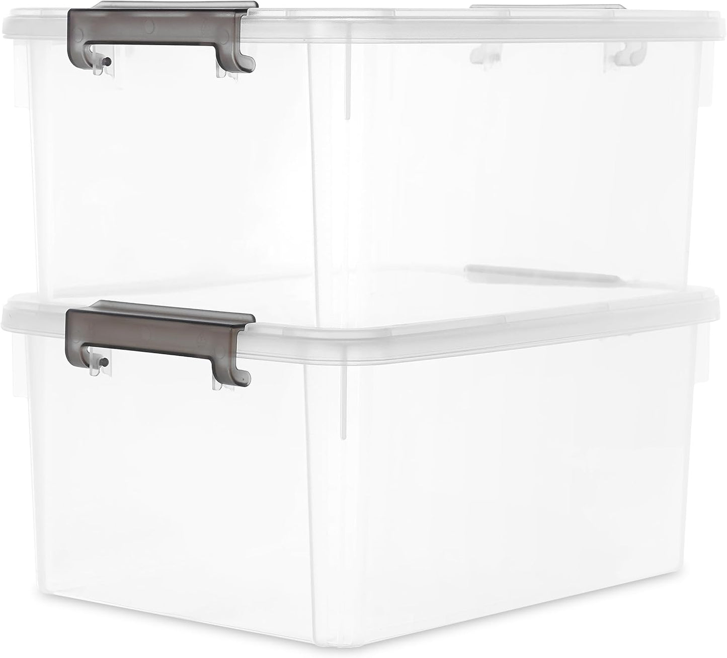 Citylife 17 QT Plastic Storage Bins with Latching Lids Stackable Storage Containers for Organizing Large Clear Storage Box for Garage, Closet, Classroom, Kitchen, 2 Packs