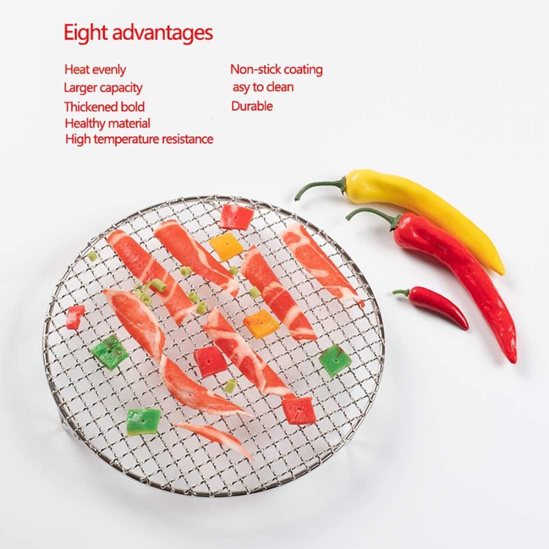 8.3" Round Cooling Rack Baking 304 Stainless Steel Versatile Steaming Grilling Fit Air Fryer,Cake Pan, Oven