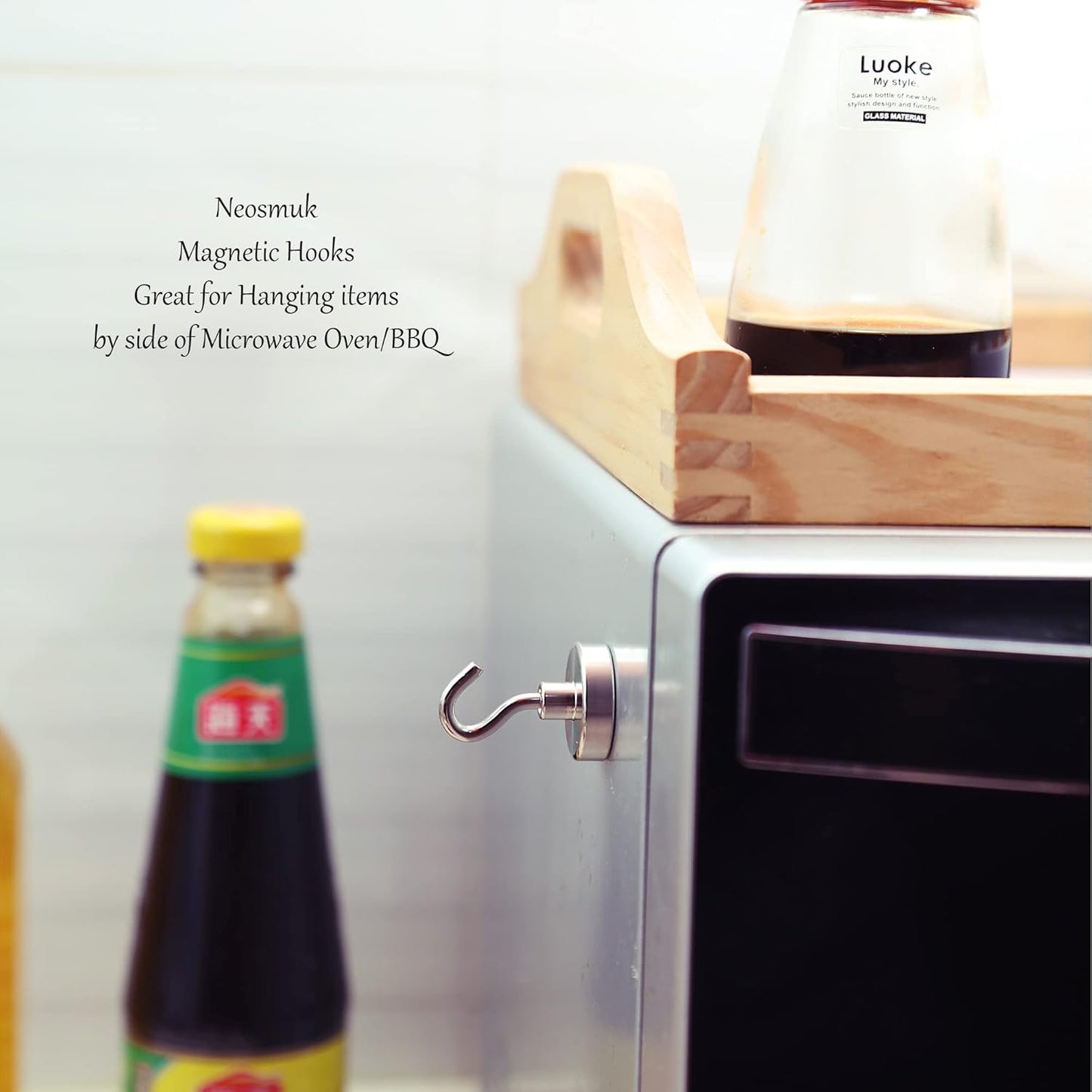 Neosmuk Magnetic Hooks, Heavy Duty Earth Magnets with Hook for Refrigerator, Extra Strong Cruise Hook for Hanging, Magnetic Hanger for Curtain, Grill(Pack of 10)