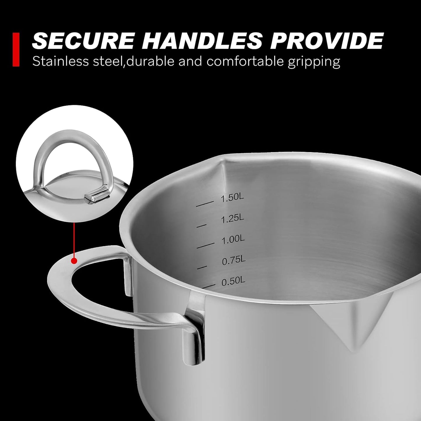 Tri-Ply Stainless Steel Sauce Pan with Steamer Basket & Straining Glass Lid — Heavy-Duty, Thick Base,Rust-Resistant,Warp-Free —100% Food-Grade —Built to Last– Works with All Stovetops, Pasta Pot 2 QT