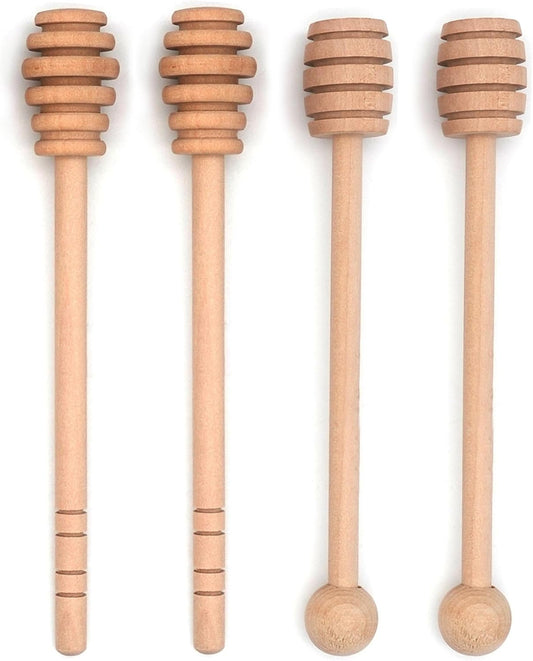 4PCS 6 inch Honey Dipper Sticks Honey Spoon, Wooden Honey Mixing Stirrer Honey Comb Stick, Honey Wand for Honey Jar Dispense Drizzle Honey Wedding Party