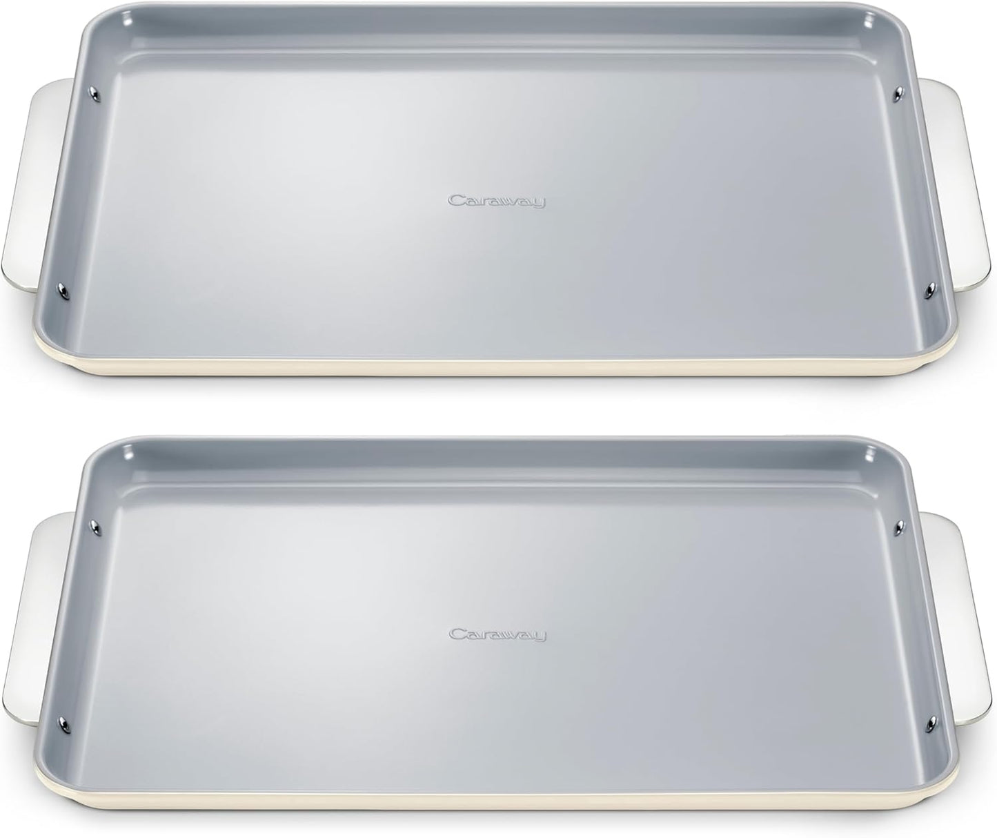 Caraway Non-Stick Ceramic Large Baking Sheet Duo - Naturally Slick Ceramic Coating - Non-Toxic, PTFE & PFOA Free - Perfect for Baking, Roasting, and More - Large (18" x 13") - Cream