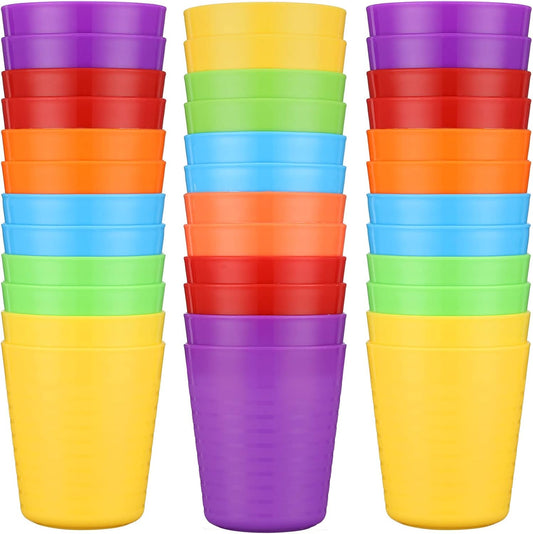 Eccliy 36pcs Kids Cups 8 oz Unbreakable Plastic Stackable Juice Reusable Tumblers Bulk Plastic Drinking Cups for Toddlers Baby Kids, Dishwasher Safe, 6 Colors(Bright Colors)