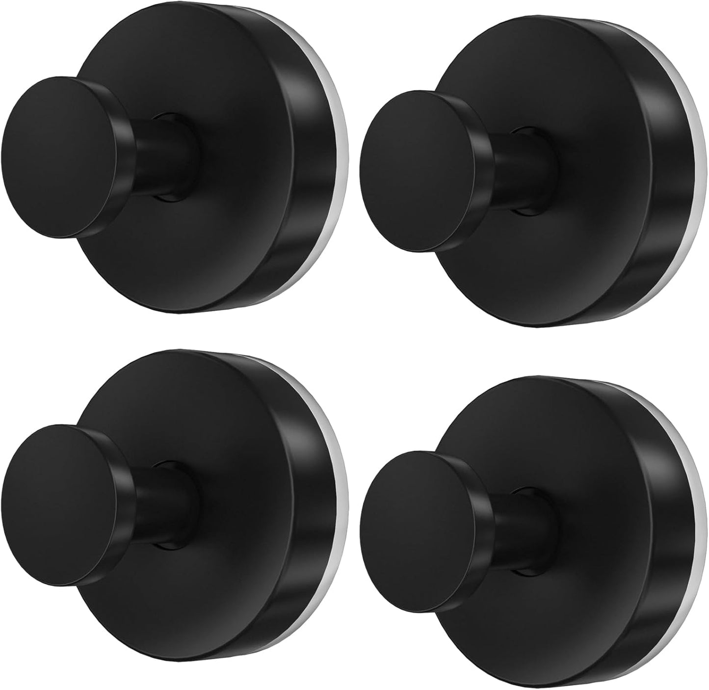 Suction Cup Hooks for Shower, 4 PCS No-Drill Towel Holder for Bathrooms Wall, Glass Door, Mirror, Tiles, Kitchen, Hold Robe & Wreath, Hanging up to 15 lbs – Waterproof & Rustproof, Matte-Black