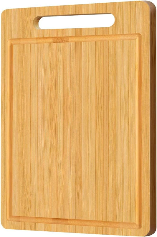 Bamboo Cutting Board, Wooden Cutting Boards for Kitchen, Wood Double Sided Food-Grade Chopping Board for Meat Cheese Vegetable (Medium)