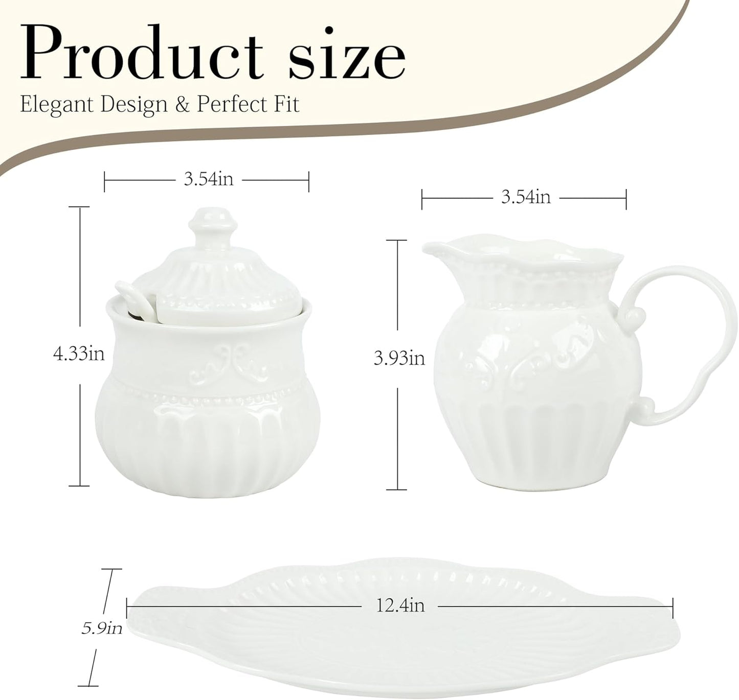 Ceramic Sugar and Creamer Set, Cream Pitcher Sugar Bowl with Lid and Spoon, Sugar and Creamer Container for Coffee Bar (4)