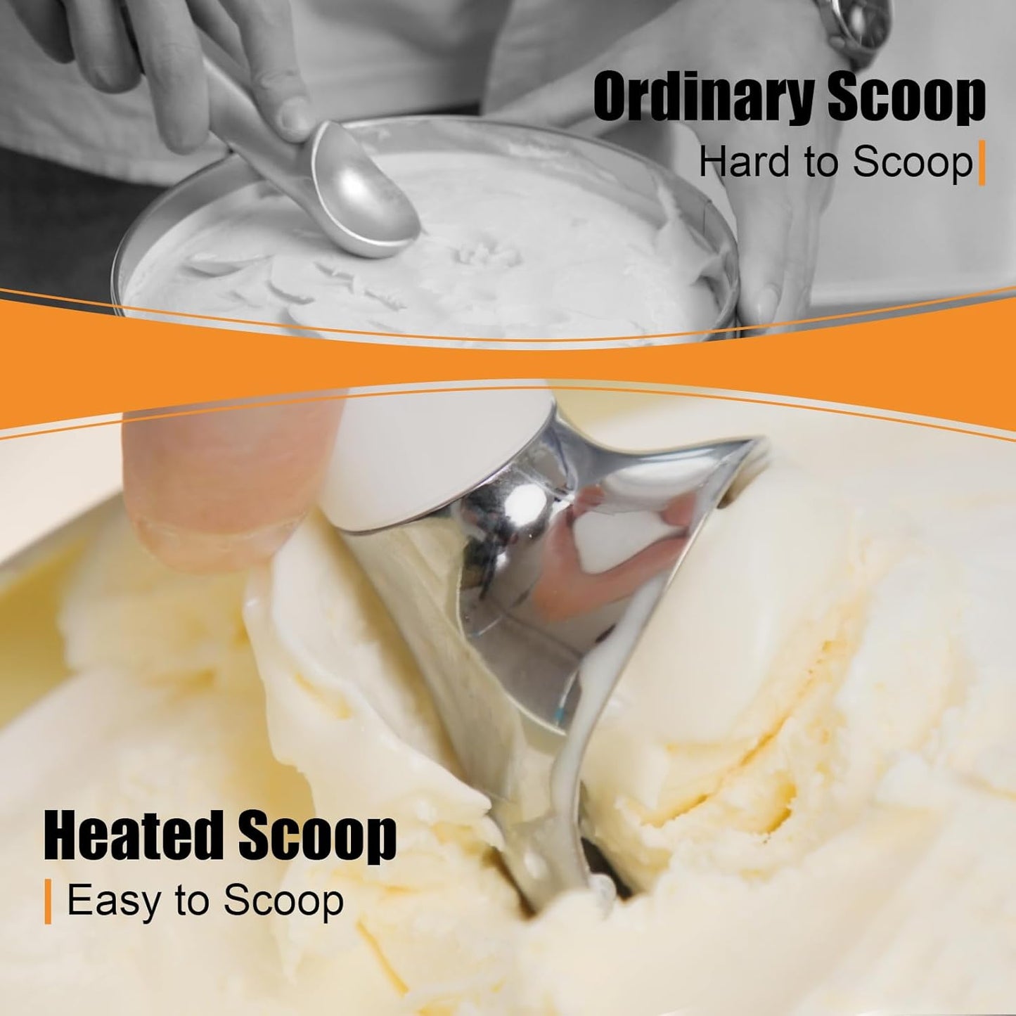 Heated Ice Cream Scoop – Electric Scooper for Hard Ice Cream and Desserts, Handheld Heating Up to 158°F, Rechargeable with LED Display, Easy to Clean, Ideal Summer Gift