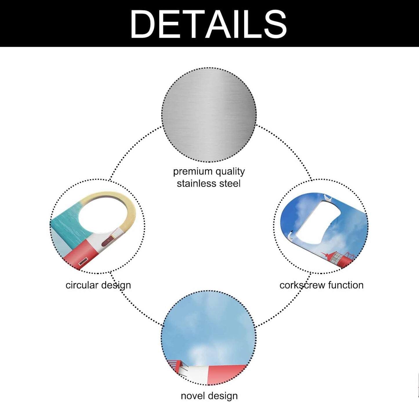 Lighthouse Stainless Steel Bottle Opener Cartoon Beach Seagull Realistic Tower Sky Sea Cloud Beautiful Scenery Flat Beer Bottle Opener Keychain for Home Kitchen Bar Restaurant Party Gift