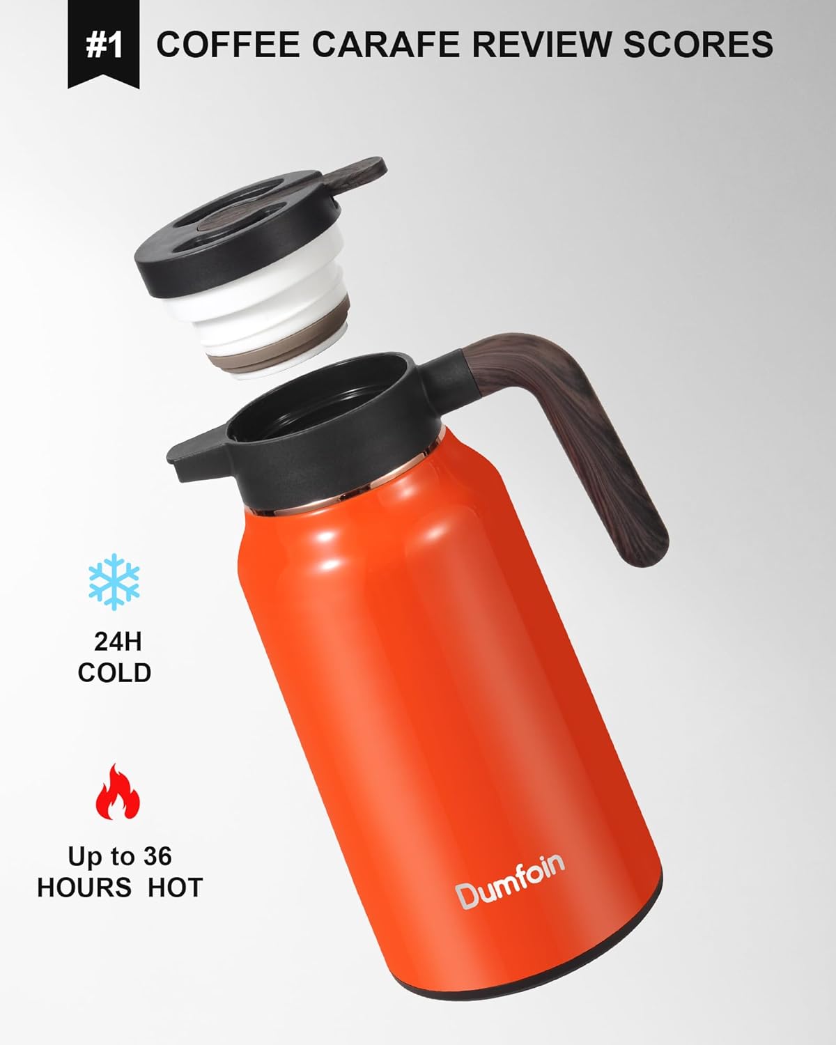 Carafes for Hot Liquids 70 oz - 12 Hour Stainless Steel Thermal Coffee Carafe-Insulated Coffee Carafes For Keeping Hot/Cold Coffee, Tea, Water, Drink Dispenser for Parties(Orange)