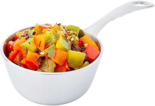 Restaurantware 7 Inch x 3.4 Inch Small Saucepan 1 Round Small Pot For Cooking - With Handle Stain Resistant Silver Stainless Steel Kitchen Saucepan Dishwasher Safe For Sauces Creams Or Dips