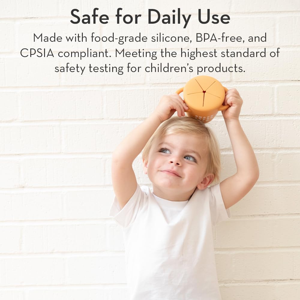 Snack Cups for Toddlers by Bella Tunno, Set of 2 Silicone Spill Proof Food Containers with Lids, Babies & Kids 6-12 Months, Love First Bite & Snack Queen