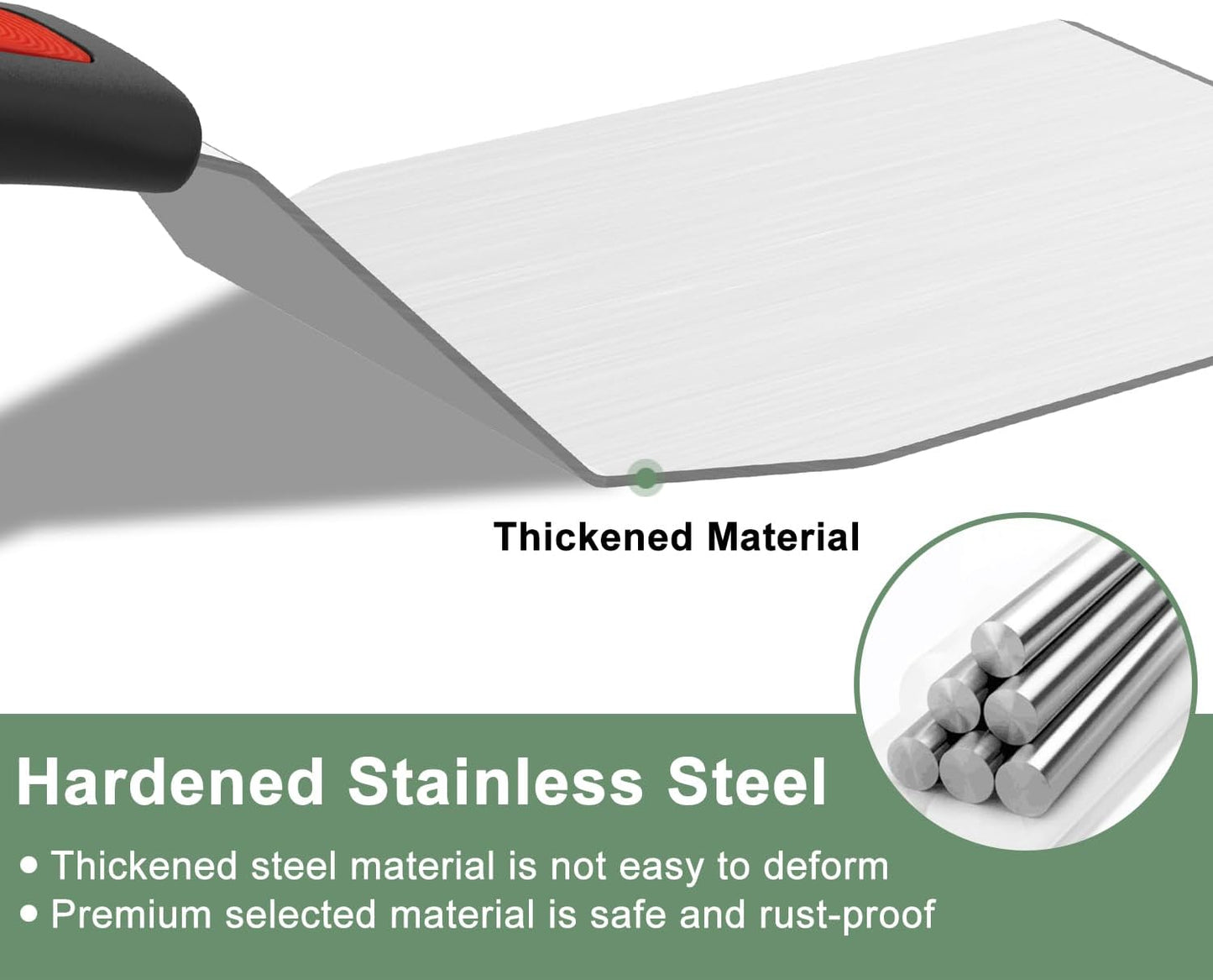 Beijiyi Stainless Steel Spatula Set, Heavy Duty Small Metal Spatula for Cooking Cast Iron Skillet with Silicone Handle - Griddle Grill Kitchen Spatula Flipper for Pancake, Fish, Smash Burger and Egg