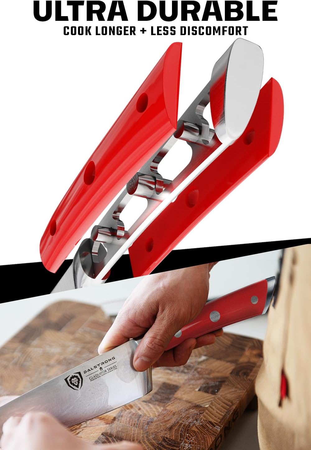 DALSTRONG Gladiator Series Elite-18pc Stainless Steel Knife Set with Block-High Carbon German Steel-Acacia Wood Block-Knife Set w/Red Handles-NSF Certified-Men's Valentines Gift