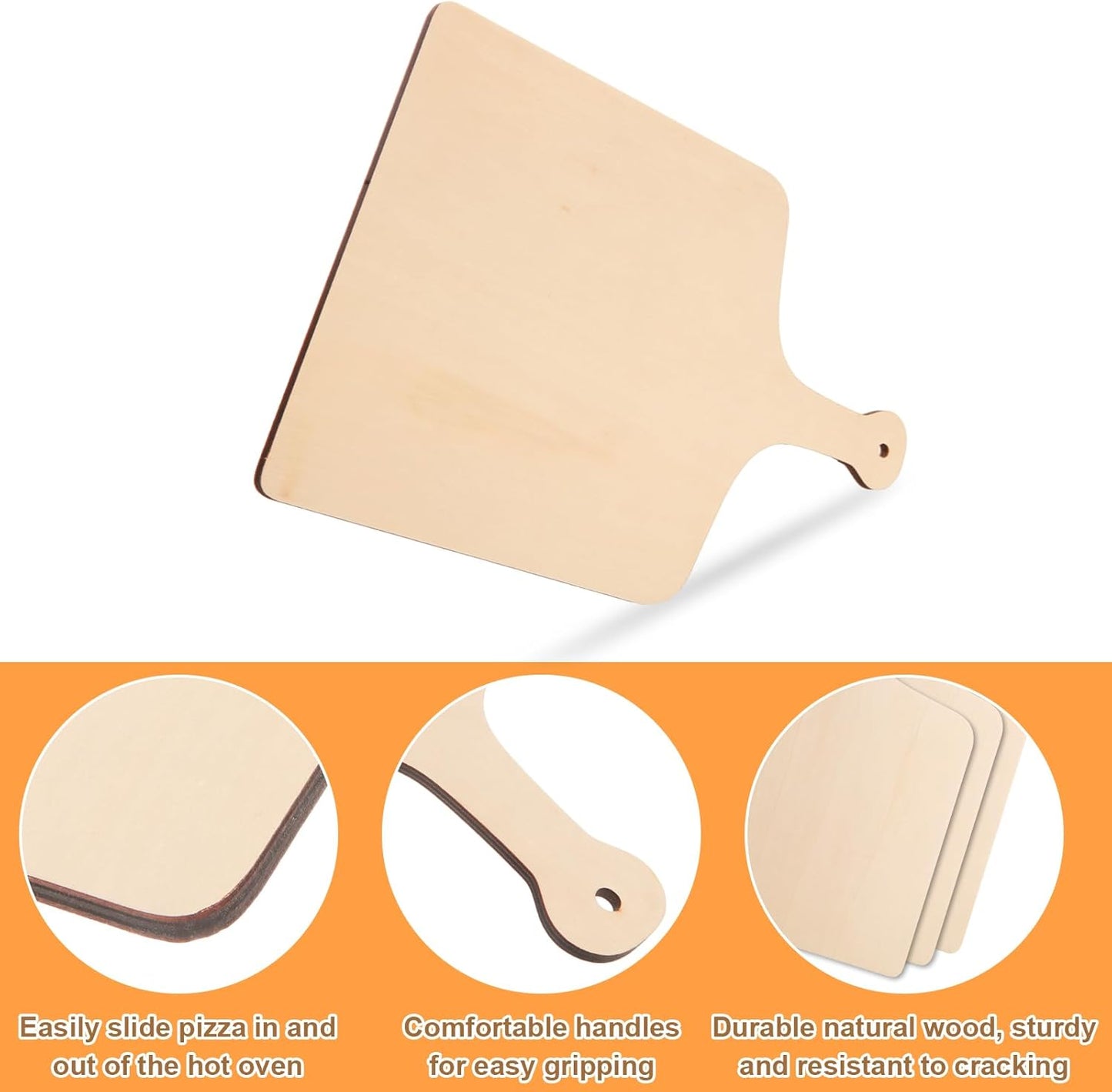 Acrux7 5 PCS Wood Pizza Peel 12 Inch Wooden Pizza Paddle with Handle, Wood Spatula Paddle for Restaurant Baking Kitchen Bread Fruit Vegetables Cheese Cutting Board Serving Board