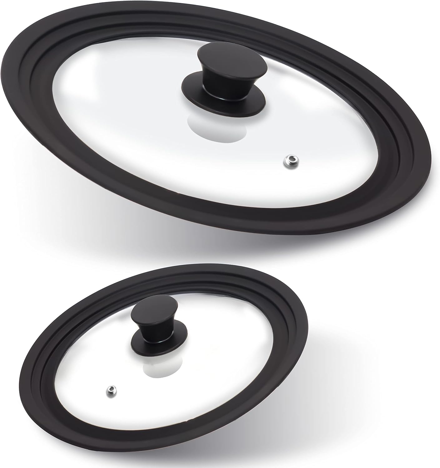 Anaeat Silicone Universal Lid for Pots, Pans and Skillets - Tempered Glass Covered with Heat Resistant Silicone Rim Fits All 6" to 11" Diameter Cookware -Easy to Use Replacement Frying Pan Cover