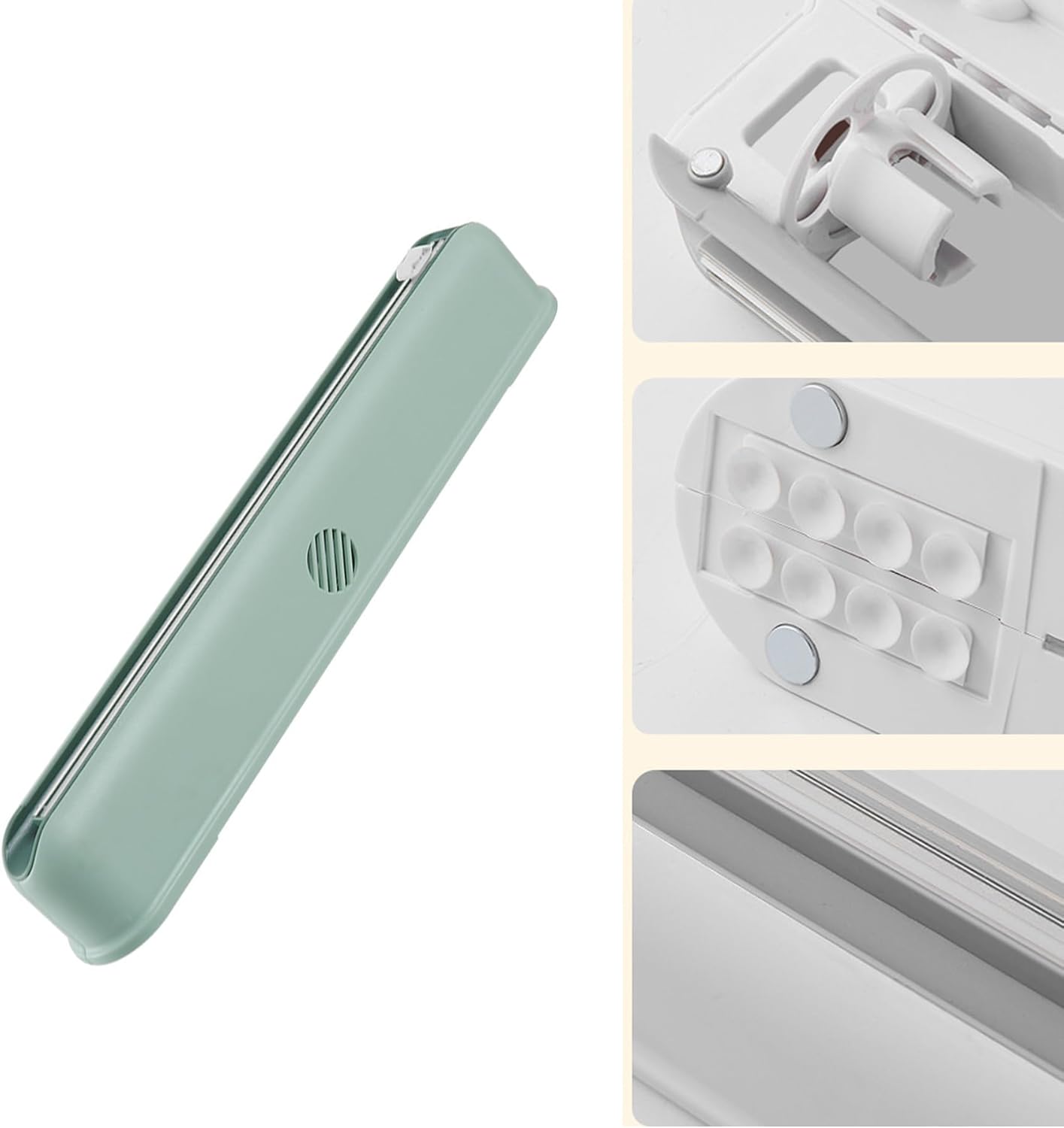 Mount Magnetic Refillable Plastic Wrap Dispenser with Cutter,Food Cling Wrap Film Cutter,Tin Aluminum Foil Dispenser,Slide Chic Parchment Paper Dispenser, Fit 12" X 300 Feet Plastic Wrap - Green