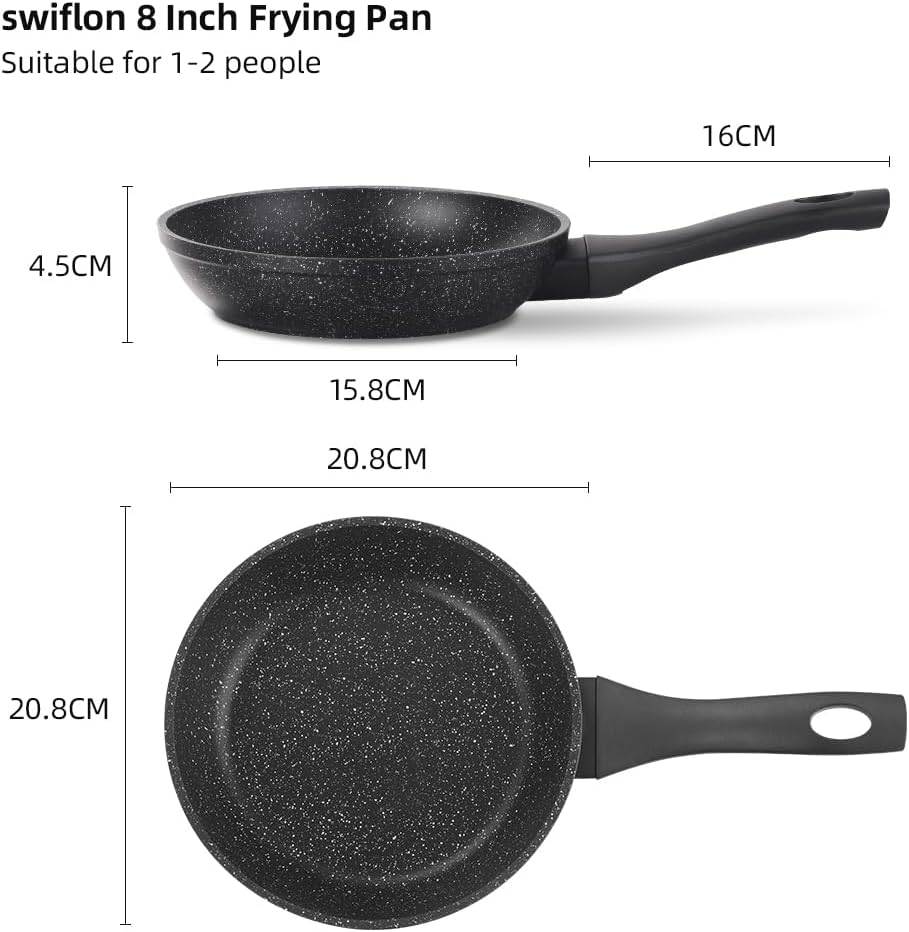Non Stick Frying Pans,Healthy Stone Cookware,Deep Frying Pan Skillet,Omelette Pan,Egg Pans Nonstick，PFOA-free Non Toxic Frying Pan (8 Inch)