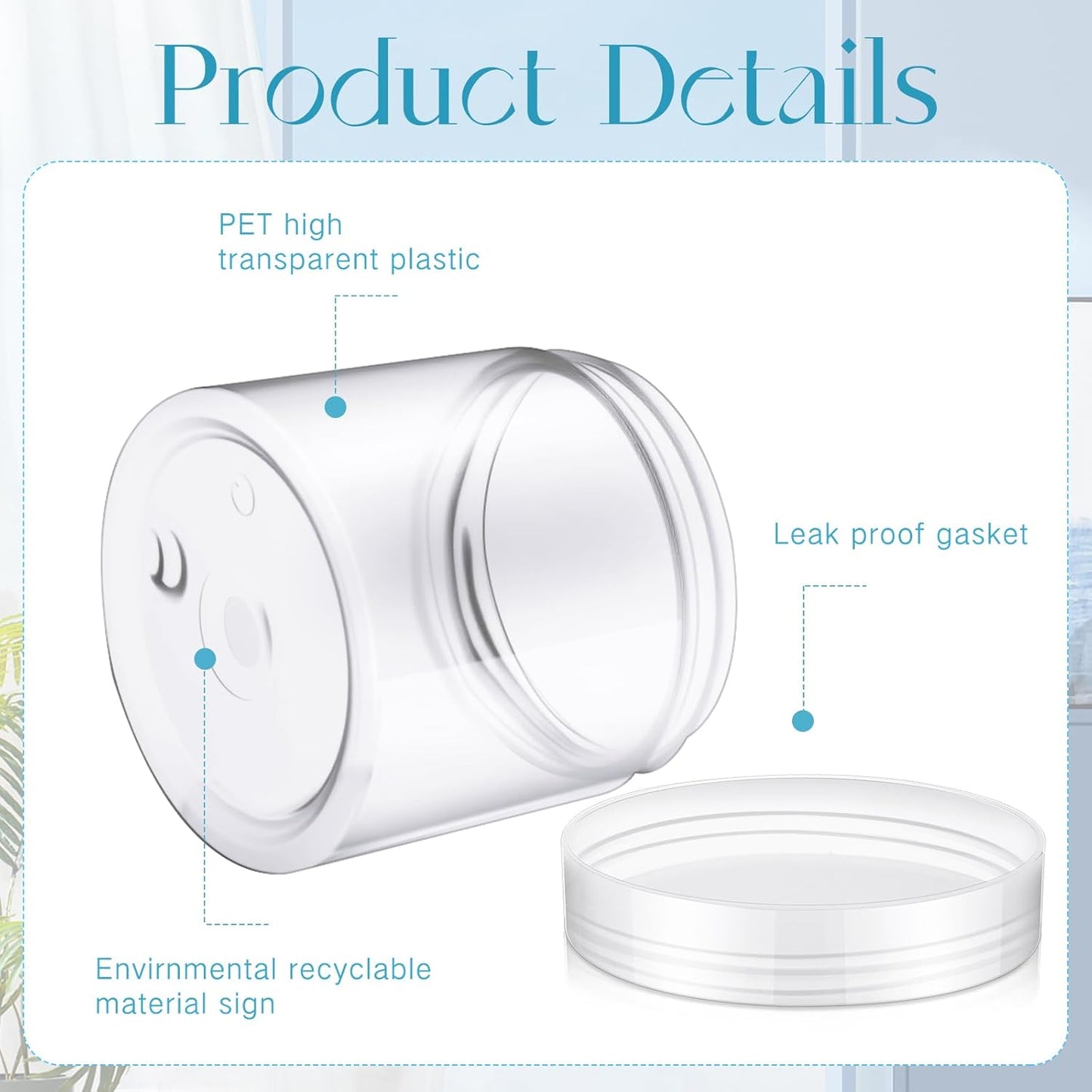 SATINIOR 6 Pack Plastic Container with Lids Small Jars Wide Mouth Round Airtight Leak Proof Container for Travel Storage, Cosmetic,eye Shadow, Nails, Paint, Jewelry(Clear,6 oz)