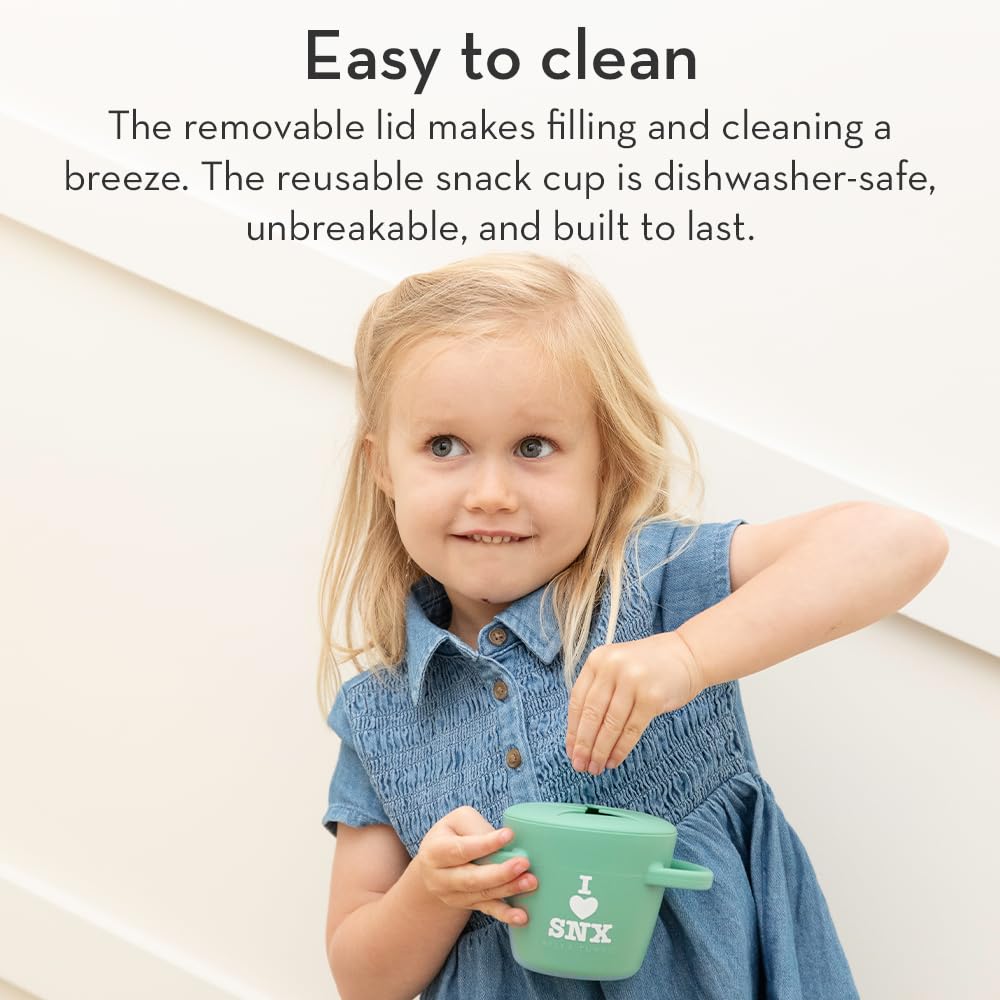 Snack Cups for Toddlers by Bella Tunno, Set of 2 Silicone Spill Proof Food Containers with Lids, Babies & Kids 6-12 Months, Love First Bite & Snack Queen