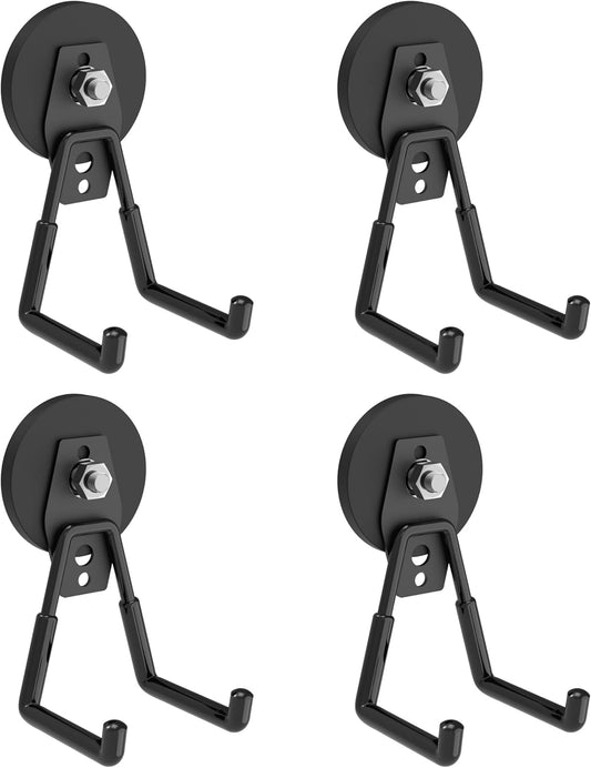 Super Strong Magnetic Hooks Heavy Duty, Magnetic Utility Hooks for Power Drill, Garden Tools, Hose, Straps, Steel Pegboard, Horse Trailer, Garage Magnetic Hooks Hanger Tool Holder(4pack)