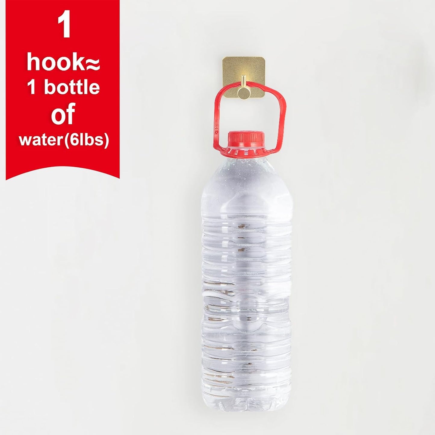 Aluminum Wall Hooks, No Drill Damage-Free Adhesive Hook, Product for Hanging Heavy Duty for Bathroom Kitchen Home (Single Square Gold Hook, 4)