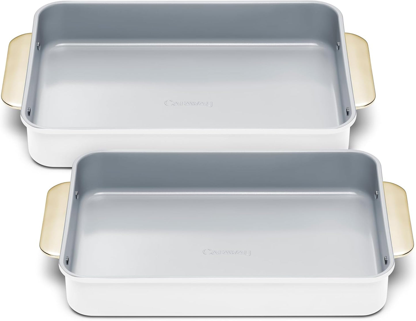 Caraway Non-Stick Ceramic 9”x13” Rectangle Pan Duo - Naturally Slick Ceramic Coating - Non-Toxic, PTFE & PFOA Free - Perfect for Brownies, Lasagnas, and More - White