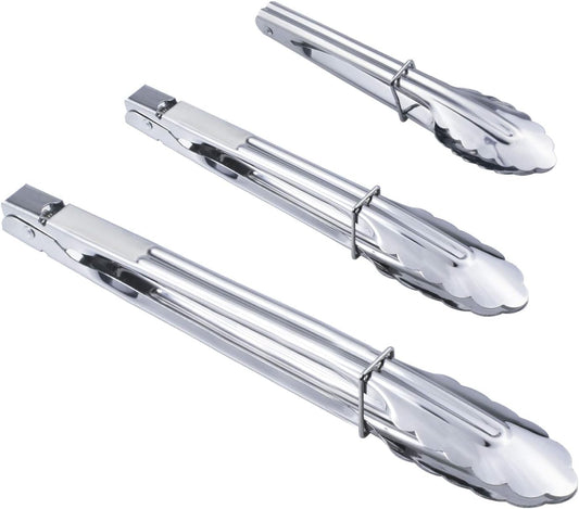 Stainless Steel Kitchen Tongs Set Metal Cooking Tongs (7 9 12 Inch 3 Pieces)