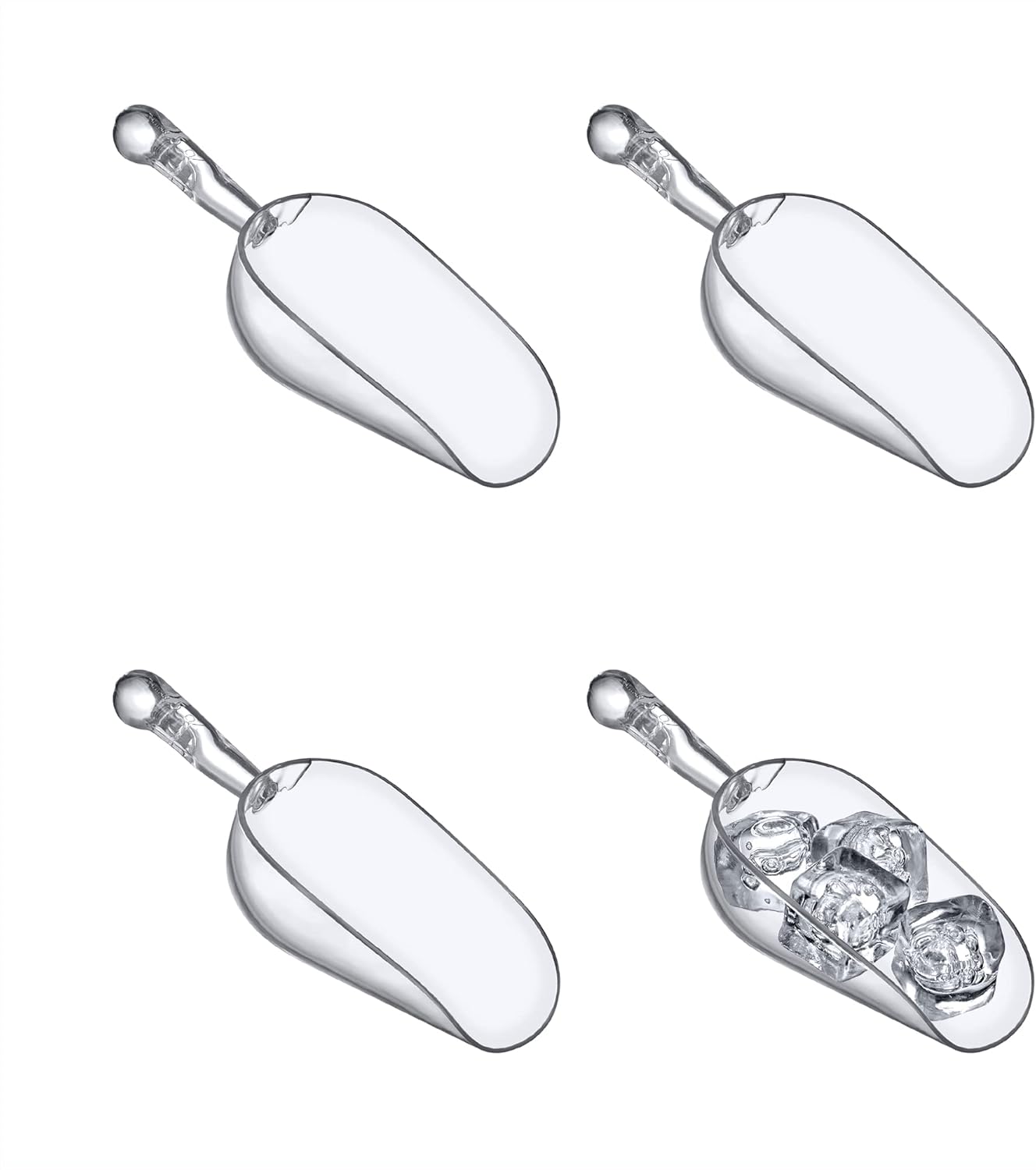 Amazing Abby - Elsa - 5-Ounce Plastic Ice Scoops (Set of 4), Plastic Utility Scoops, BPA-Free, Food-Grade, Shatter-Proof, Good for Kitchen and Restaurant, Perfect for Home and Commercial Use