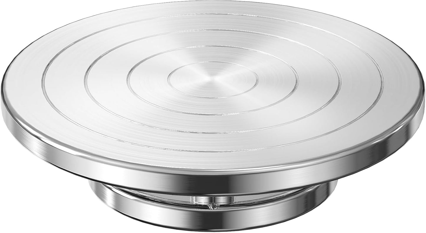 Yncotte 7 Inch Banding Wheel, Double-Sided Pottery Wheel Turnable Aluminium Alloy Metal Sculpting Wheel Rotate with Ball Bearings for Ceramics Clay Model Making Cake Decor Paint Spraying