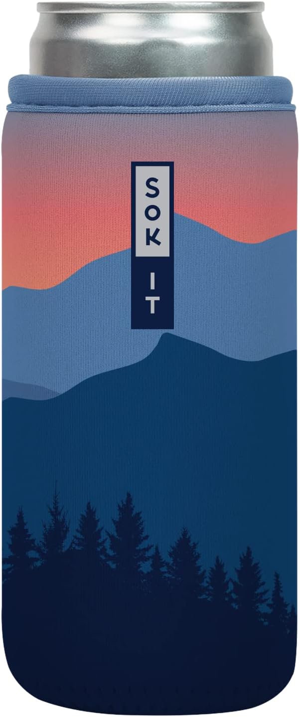 Sok It CanSok Sleeve for Beer & Soda Insulated Neoprene Cover (Blue Ridge, 12oz Slim Can Sleeve)