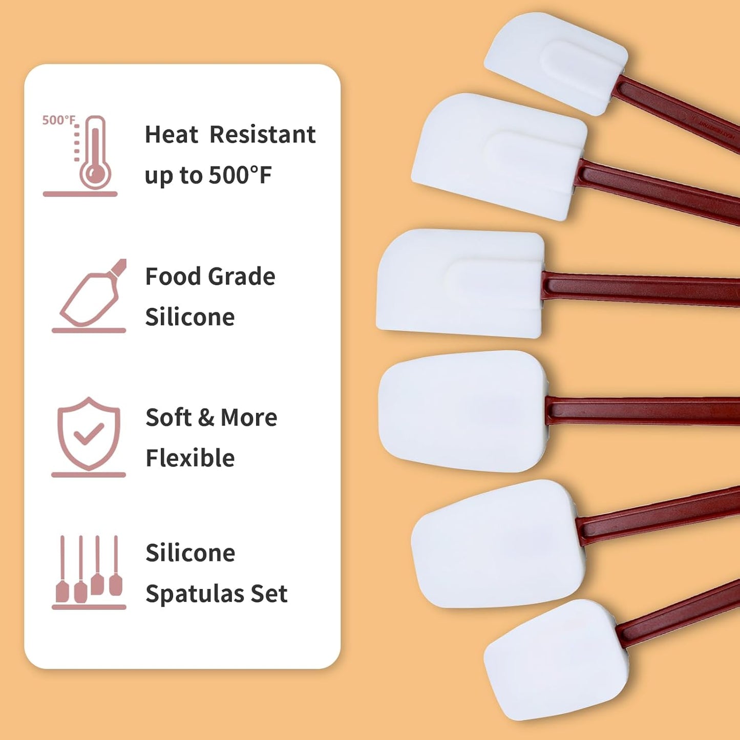 13.5 INCH Silicone Spatulas Heat Resistant Heavy Duty Rubber Spatulas Commercial Spatulas Set for Kitchen Use Silicone Cooking Utensils Sets of 2