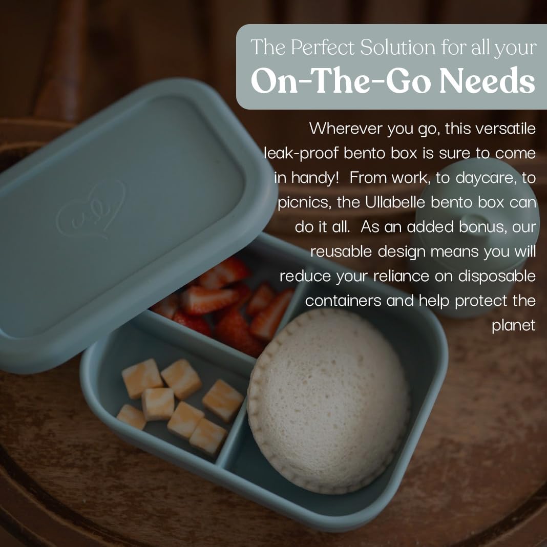 Ullabelle Leak Proof Bento Box Food-Grade Silicone Bento, BPA, Phthalate, Lead, & PVC Free - Bento Lunch Box for Daycare, Kids, & Adults - Leak Resistant Sets With Lids Snack Box Container (Pink)