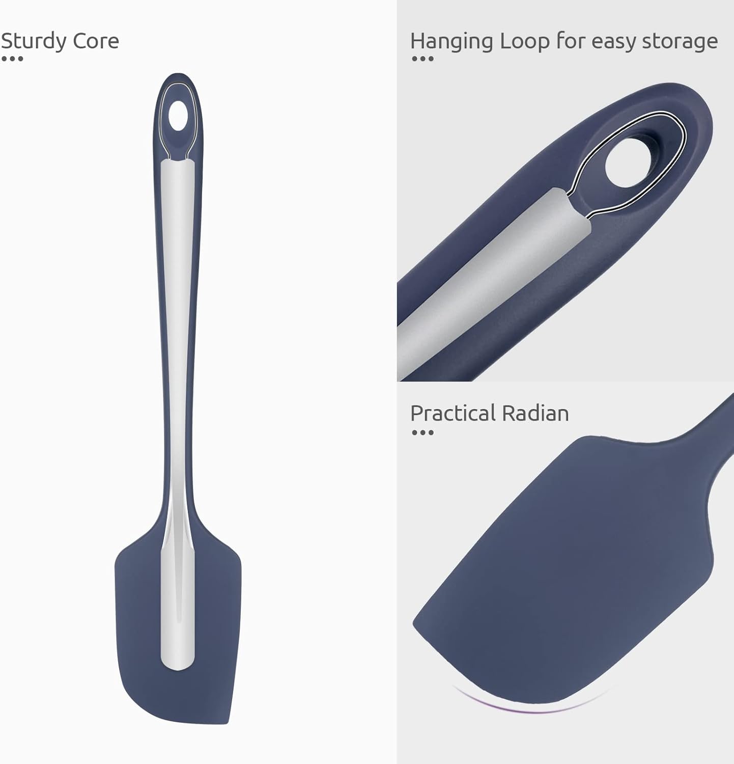 14in Extra Large Silicone Spatula: U-Taste 600ºF Heat Resistant Flexible Silicon Mixing Stirring Cooking Scraping Baking Bowl Scraper Seamless Spreader for Kitchen Nonstick Cookware (Midnight Blue)