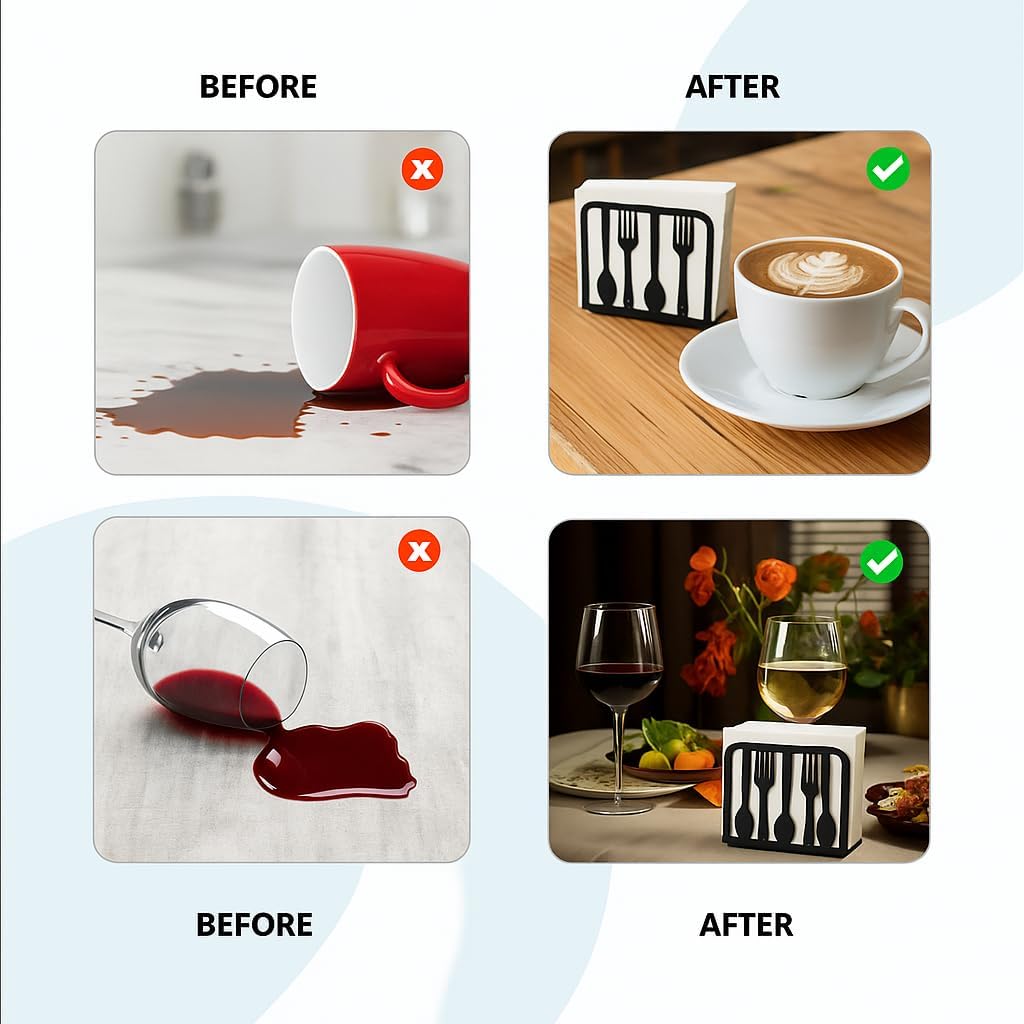 Modern Metal Napkin Holder for Kitchen & Dining Table – black large high end napkin holder for Everyday & Cocktail Napkins – Farmhouse & Restaurant Style - Set 2