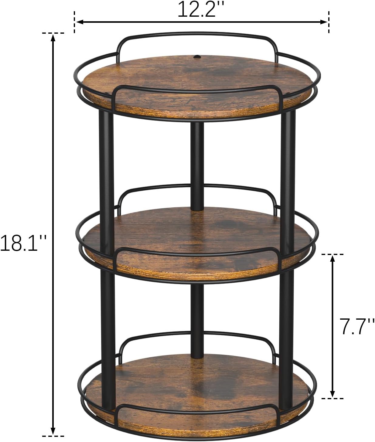 LAMU 12.2'' Wood Lazy Susan Turntable Organizer for Cabinet, 3 Tier Lazy Susan Spice Rack Organizer for Kitchen, Table Top, Countertop, Pantry, Bathroom
