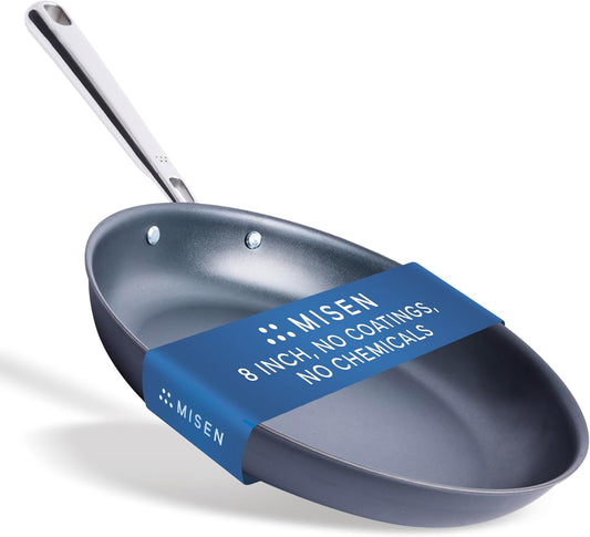 Misen Carbon Nonstick™ Frying Pan – Carbon Steel Pan, Naturally Nonstick No-Coating Surface, Ultra-Durable & Oven-Safe, Induction & Gas Compatible - 8 Inch