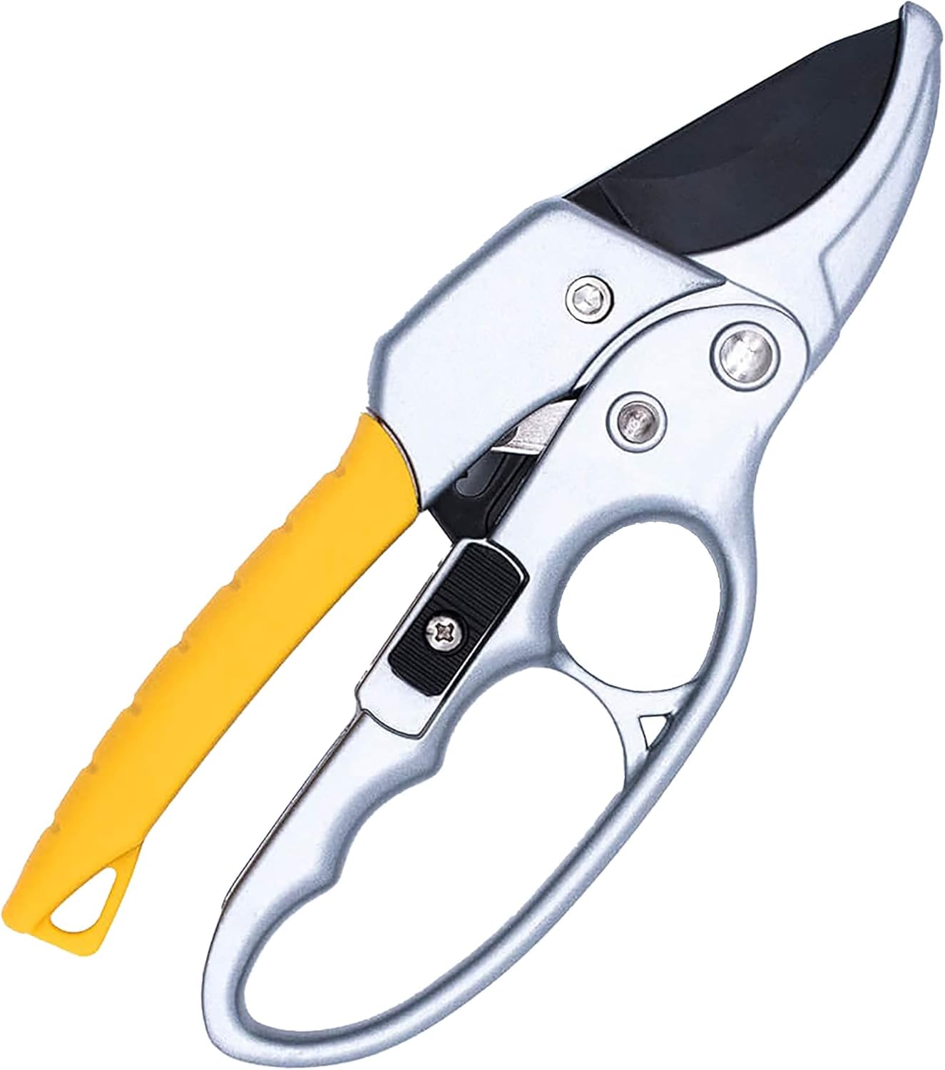 BUGUI 8" Ratchet Pruning Shears, 5 Times Cutting Power Than Normal Garden Scissors, Labor-Saving Design for Arthritis Weak Hands