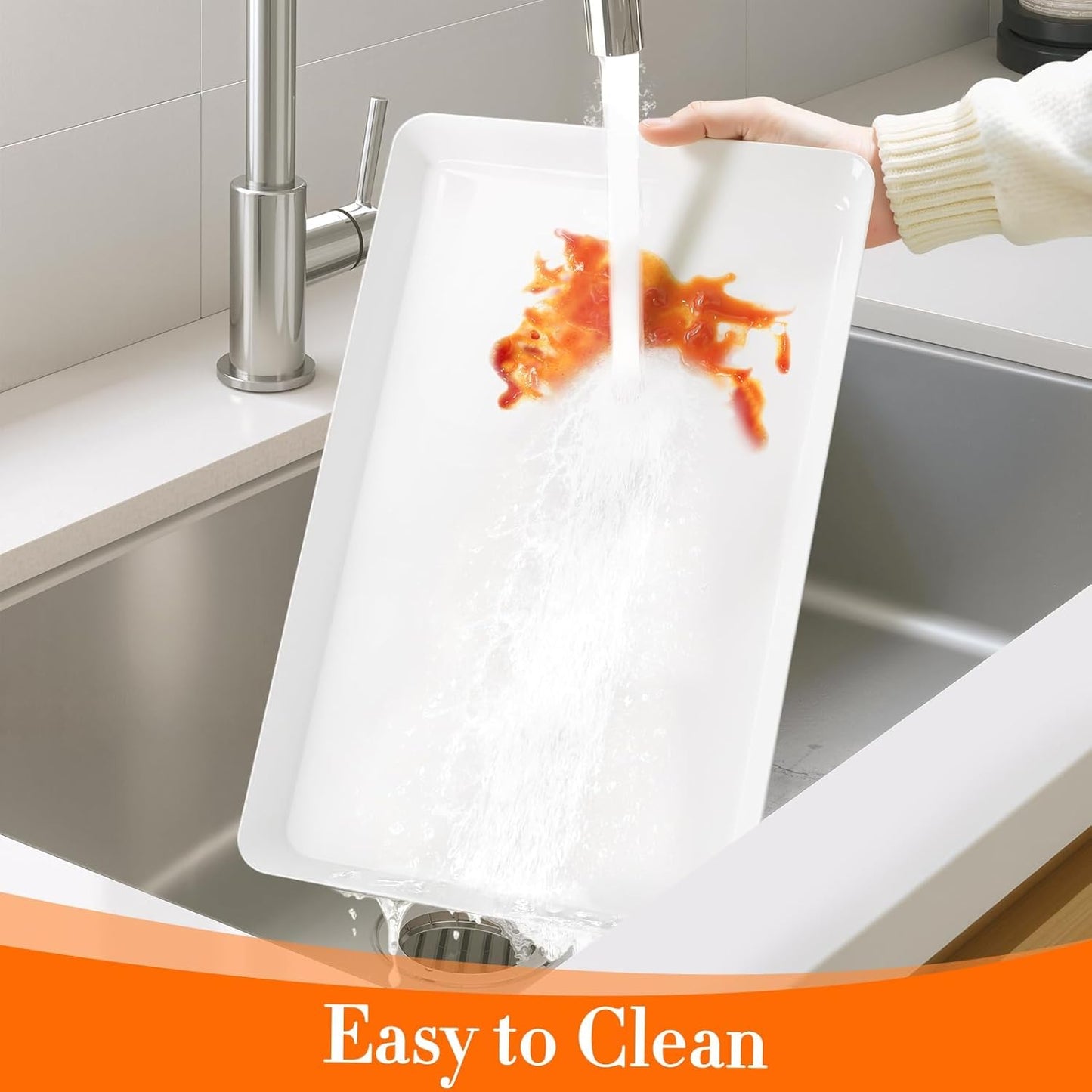 WOWBOX 6 pcs Serving Tray for Entertaining, Serving Platters for Fruit, Cookies, Dessert, Snacks, Reusable Plastic Trays for Serving Food and Pantry Organization in Kitchen & for Parties