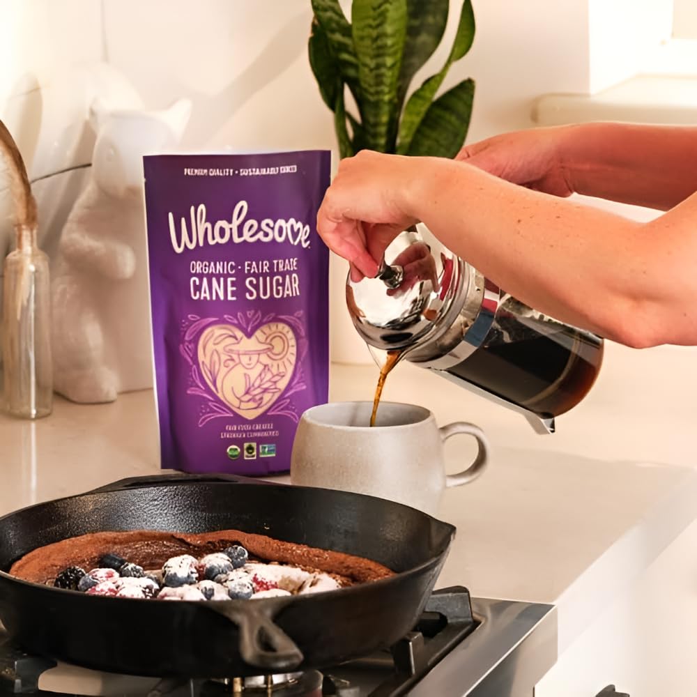 Wholesome Sweeteners 16-Ounce Organic Cane Sugar, Fair Trade, Non GMO, Gluten Free, Pure & Vegan, for Baking and Sweetening, 1 Pack