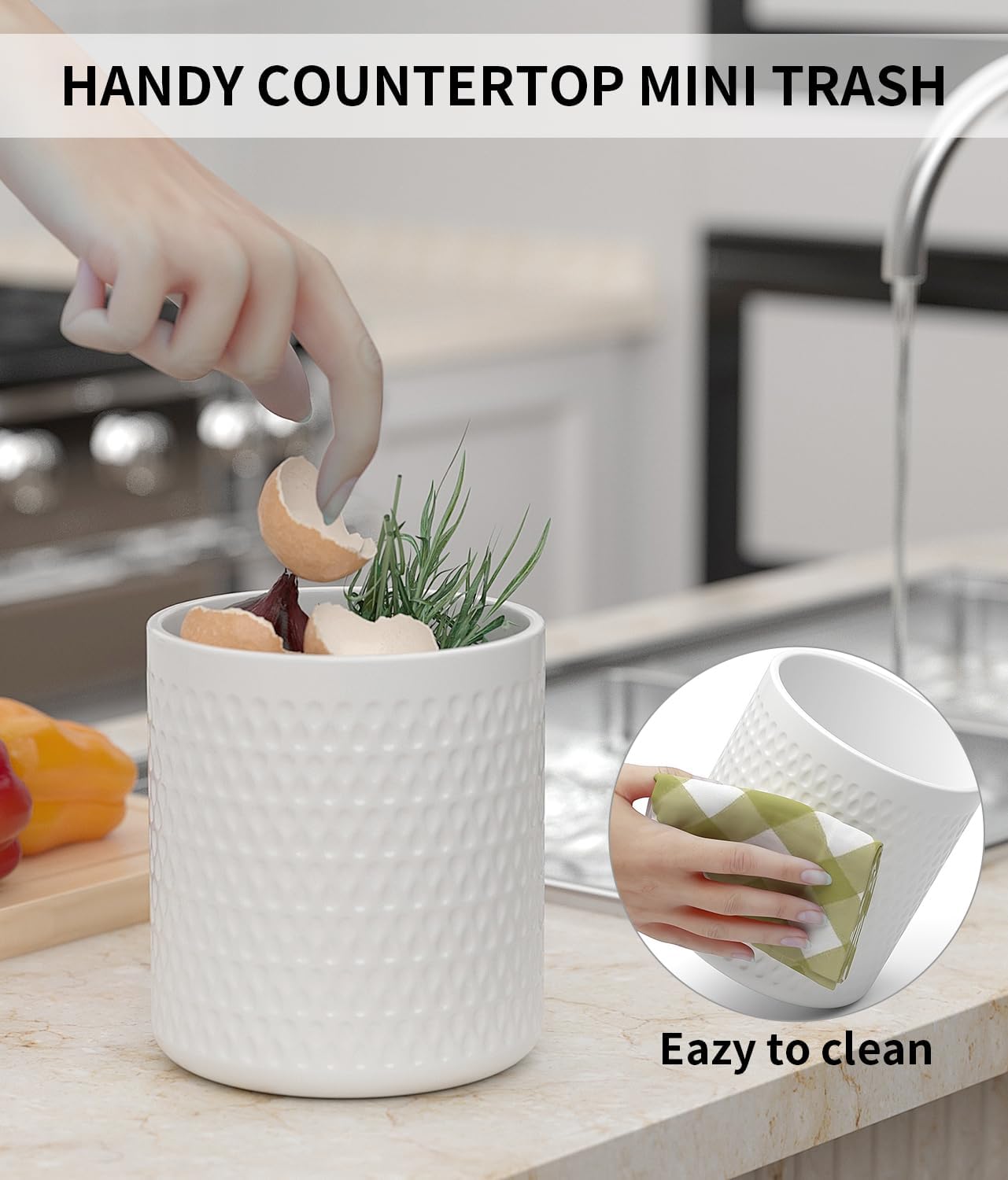 2 Pack Ceramic Utensil Caddy, Large Spatula Holder, Farmhouse Kitchen Decor for Silverware Spoon Crocks