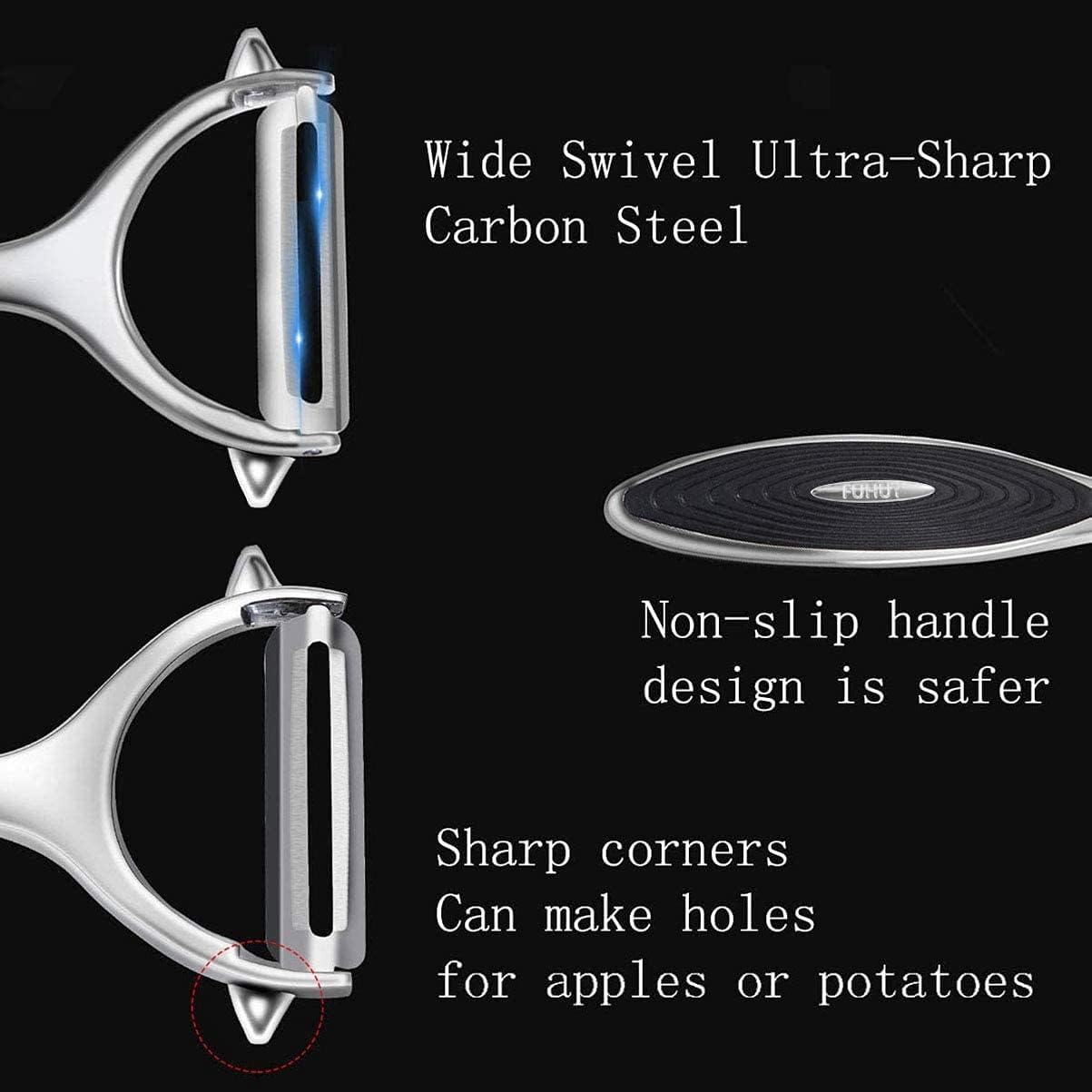 Vegetable, Apple Peelers for kitchen, Fruit, Carrot, Veggie, Potatoes Peeler, Y-Shaped and I-Shaped Stainless Steel Peelers, with Ergonomic Non-Slip Handle & Sharp Blade, Good Sturdy (2PCS)