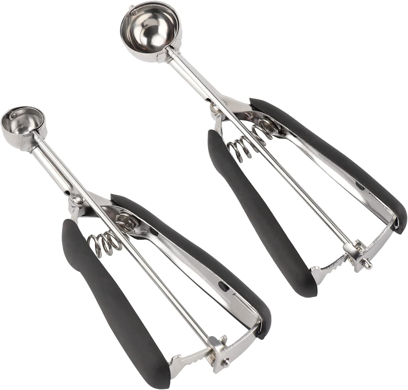 Small Cookie Scoop Set - 2 PCS Include 1 tsp / 1Tbsp Cookie Dough Scoops, Cookies Scoops for Baking, Made of 18/8 Stainless Steel, Good Soft Grips, Quick Trigger Release