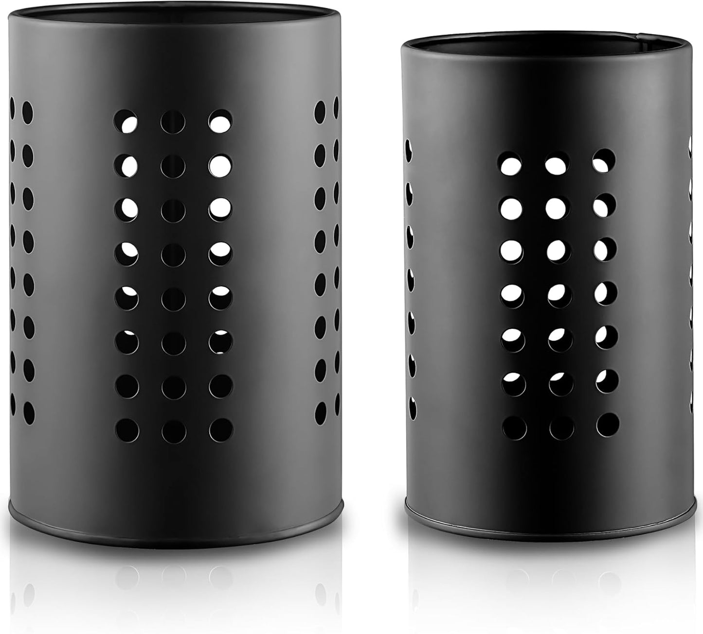 Evanda Kitchen Utensils Holder for Countertop Pack of 2, Stainless Steel Black Utensils Caddy, Farmhouse Stylish Organizer and Kitchen Decor Utensil Crock, Gift for New House New Apartment