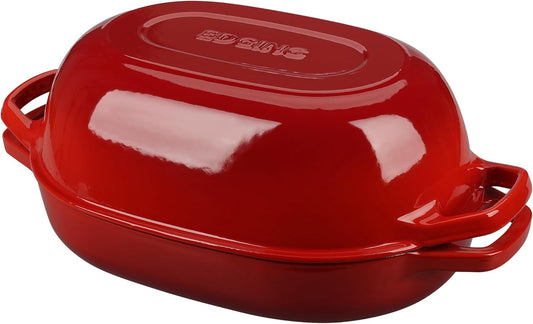 Enameled Cast Iron Dutch Oven Pot with Lid, Oval Dutch Oven for Bread Baking, Bread Oven for Homemade Sourdough Bread Baking, 7qt, Red