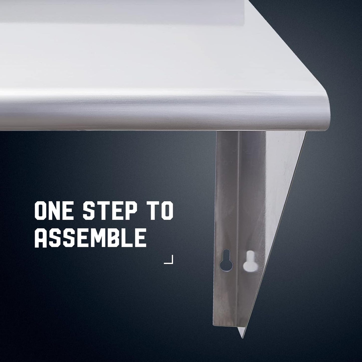 Profeeshaw NSF Stainless Steel Shelf 18” x 24”, 300 lb Commercial Shelves Wall Mounted Metal Shelving with Backsplash and 2 Brackets for Restaurant, Bar, Utility Room, Kitchen and Garage