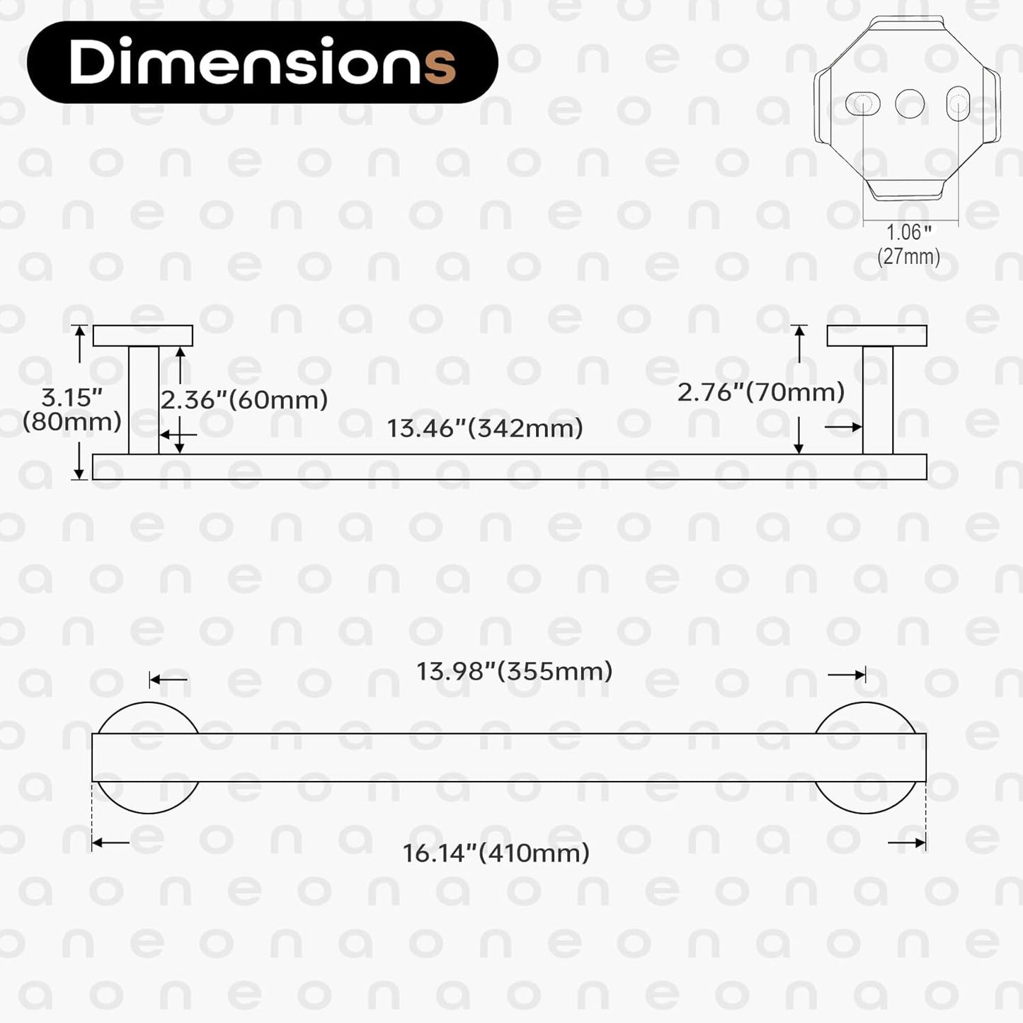 16 Inch Bathroom Towel Bar Bath Towel Rack Kitchen Towel Holder Towel Hanger Wall Mounted SUS304 Stainless Steel Polished Chrome AN4001CH-L16