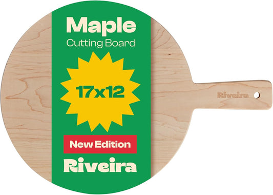 Riveira Maple Wood Cutting Board – Gourmet Maple Grandeur: 17 x 12 Wooden Cutting Board – Natural Wooden Cutting Boards For Kitchen Decorative – Innovative Juice Grooves Maple Wooden Chopping Board